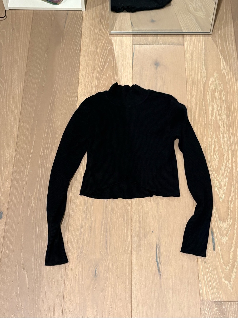 Garage Black Ribbed Mock Neck Long-Sleeve Crop Top